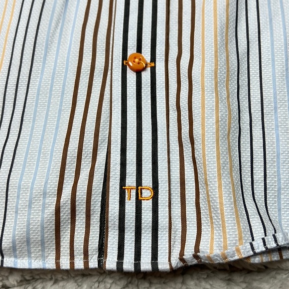 🎯Thomas Dean Boys Poplin Stripe LS Button Down Shirt Multi Size XL (18-20) - Picture 5 of 6